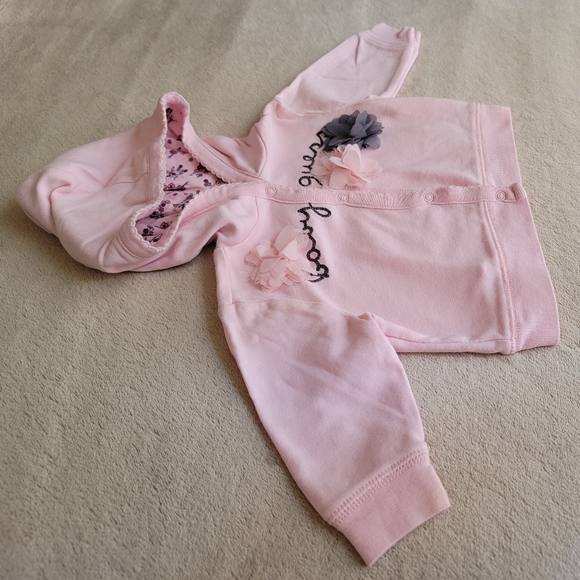 Guess Baby Girl Pink Hoodie Sweater 4 Snap Buttons Size 3-6 Months - Picture 4 of 5